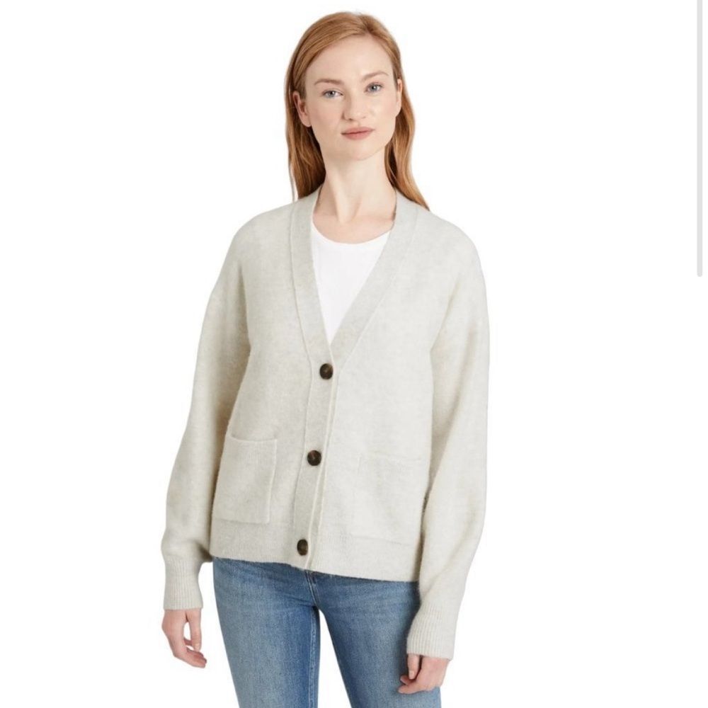 NWT Banana Republic Oversized Blouson-Sleeve Cardigan | Size XL | Cream‎ Alpaca